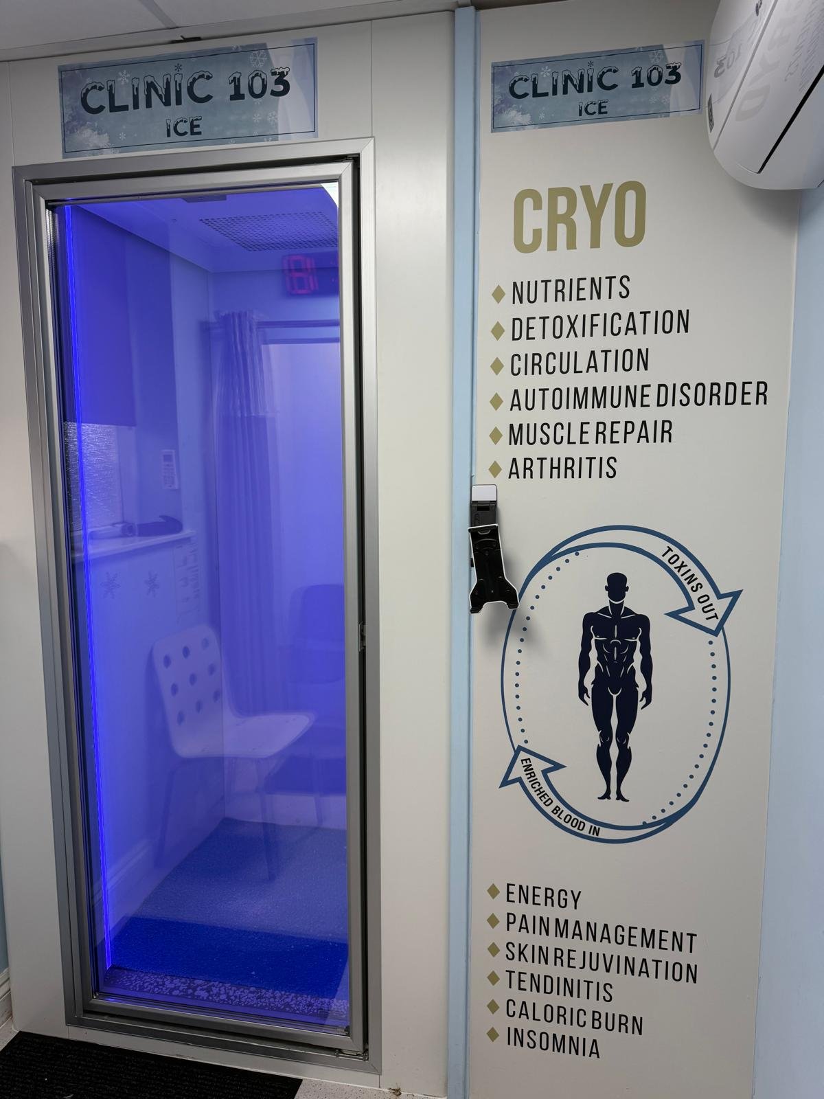 The Clinic 103 Ice whole-body cryotherapy chamber in Harpenden